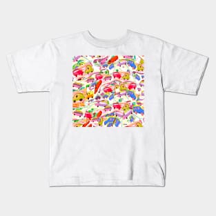 Red Kiddie Cars in Traffic Kids T-Shirt